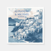 目的地ギリシャ結婚サントリーニ スタンダードカクテルナプキン (正面)