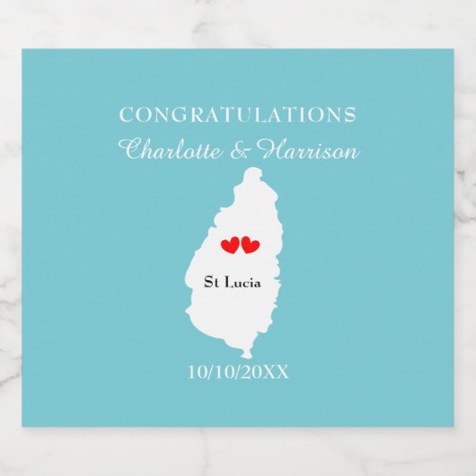 目的地セントルシア結婚お祝い スパークリングワインラベル (シングルラベル)