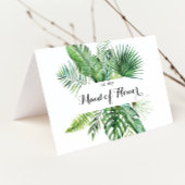 目的地トロピカルグリーンウェディングパーティーお礼 サンキューカード