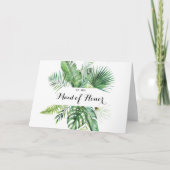 目的地トロピカルグリーンブライダルパーティありがとう サンキューカード (正面)