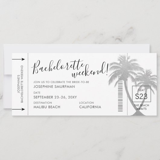 目的地バチェロレッテビーチ旅行搭乗券 招待状 (正面)