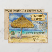 目的地パラダイストロピカルビーチバースデーパーティー 招待状 (正面/裏面)