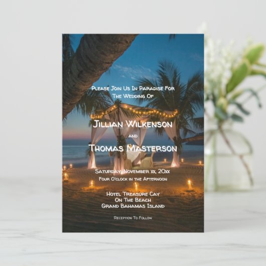目的地パラダイス – 結婚式招待状カード 招待状 (スタンド正面)