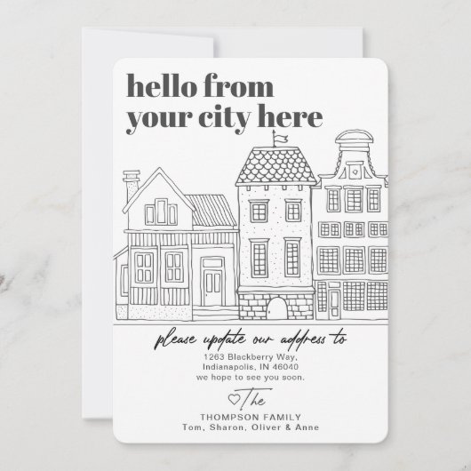 目的地モダンの都市の移動 案内状 (正面)