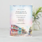 目的地モダンウェディングニューオーリンズの水の色 招待状 (スタンド正面)