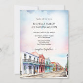目的地モダンウェディングニューオーリンズの水の色 招待状 (正面)