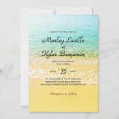 目的地モダン夏ビーチ結婚式 招待状 (正面)