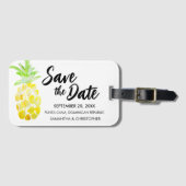 目的地ユニーク結婚式のトロピカル日付を保存 ラゲッジタグ (正面横)
