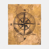 目的地 – コンパスバラとワールドマップ フリースブランケット (正面)