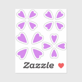 目的小数々の紫ハート シール