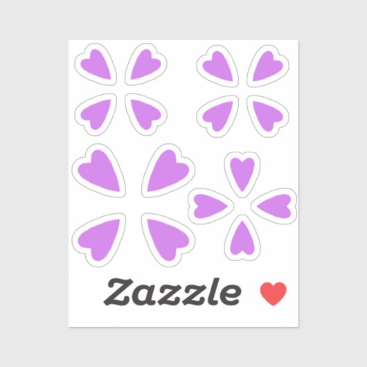 目的小数々の紫ハート シール (シート)