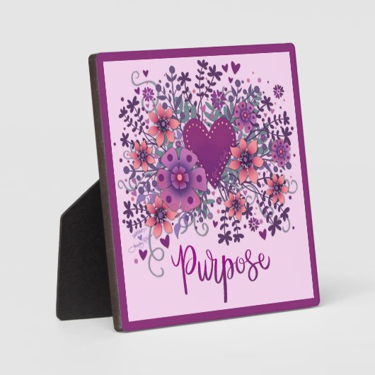 目的感動的ハートかわいらしフローラ フォトプラーク (正面)