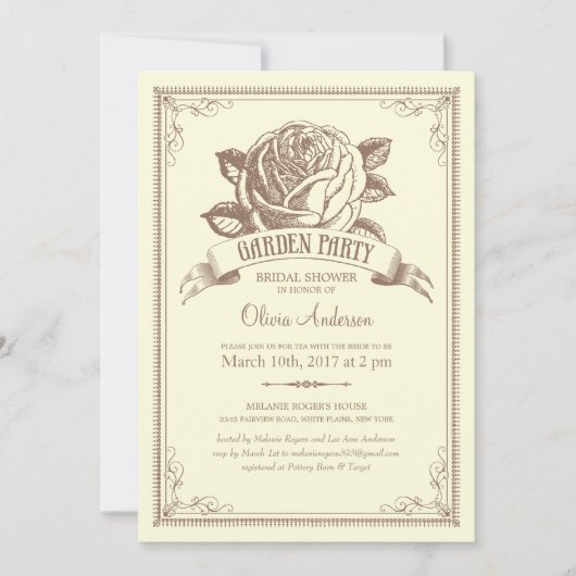 目的数々のヴィンテージガーデンパーティの招待状 招待状 (正面)