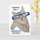 目的誕生日かわいい猫のスペック カード (黄色い花)