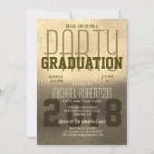 目盛りおもしろい金フェイク箔メタリック 招待状 (正面)