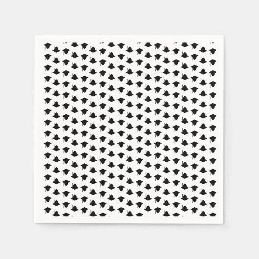 目盛りキャップトップパーパターン白黒 モダン スタンダードカクテルナプキン (正面)