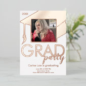 目盛りキャップパーティー写真プレス 箔招待状 (立ち正面)