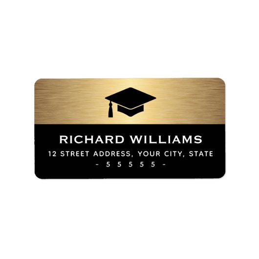 目盛りキャップ黄金グラデーション差出人住所 ラベル (正面)