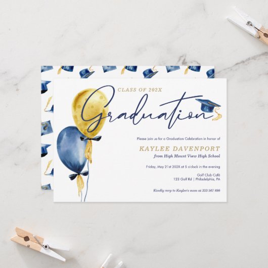 目盛りバルーンのキャップ招待状 (正面/裏面インサイチュ)