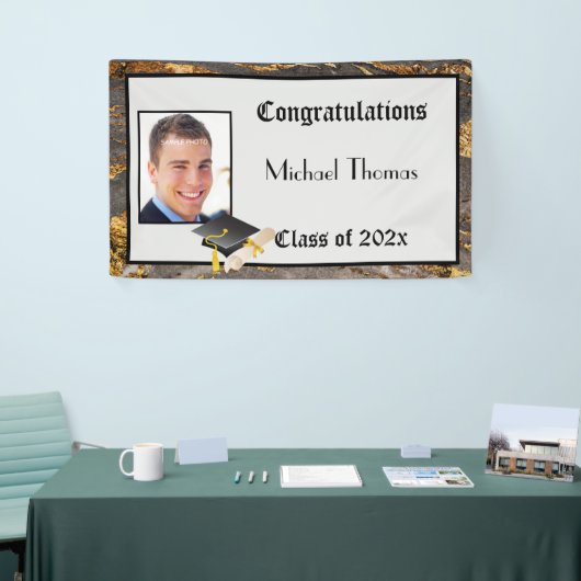 目盛り金ゴールド石臼モルタルボード 横断幕 (トレードショー)