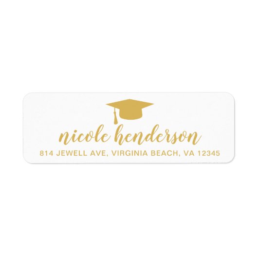 目盛キャップ金ゴールド及び白差出人住所 ラベル (正面)