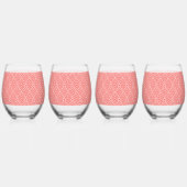 目立つパター赤と白ンを持つ画像 ステムなしワイングラス (正面)