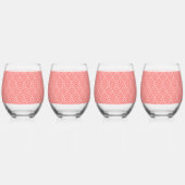 目立つパター赤と白ンを持つ画像 ステムなしワイングラス (裏面)