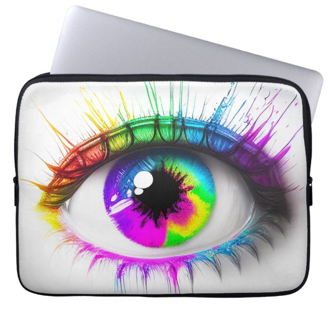 目芸術的カラフル ラップトップスリーブ (正面)