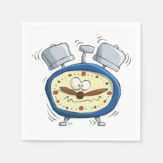 目覚おもしろいまし時計が目覚め予測できなる スタンダードカクテルナプキン (正面)