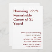 目覚ましいキャリア退職年数を称える 招待状 (正面/裏面)