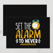 目覚ましを永遠にセット 笑える 学校最後の日 招待状 (正面/裏面)