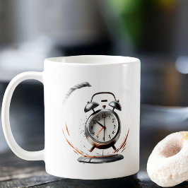 目覚まし時計でマグを起こす コーヒーマグカップ