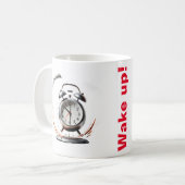 目覚まし時計と可愛い子供とマグ コーヒーマグカップ (正面左)