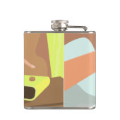 目覚まし時計のスヌーズのボタンを押す女の子の手 フラスク (裏面)