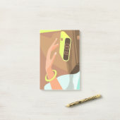 目覚まし時計のスヌーズのボタンを押す女の子の手 ポストイット (デスク上)