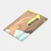 目覚まし時計のスヌーズのボタンを押す女の子の手 ポストイット (アングル)