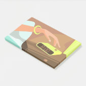 目覚まし時計のスヌーズのボタンを押す女の子の手 ポストイット (アングル)