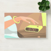 目覚まし時計のスヌーズのボタンを押す女の子の手 ポストイット (オフィス)