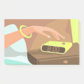 目覚まし時計のスヌーズのボタンを押す女の子の手 ポストイット (正面)