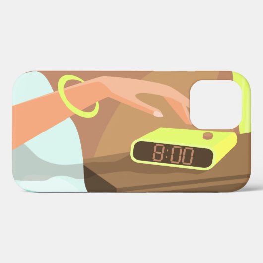 目覚まし時計のスヌーズのボタンを押す女の子の手 Case-Mate iPhoneケース (裏面 (横))