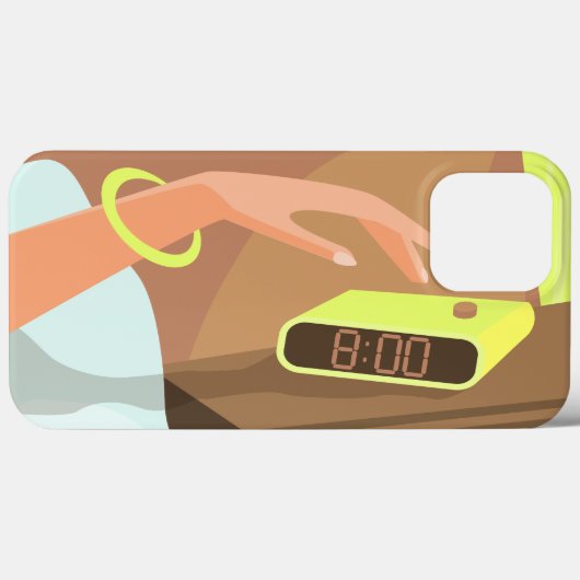 目覚まし時計のスヌーズのボタンを押す女の子の手 Case-Mate iPhoneケース (裏面 (横))
