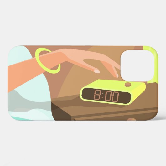 目覚まし時計のスヌーズのボタンを押す女の子の手 Case-Mate iPhoneケース (裏面 (横))