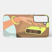 目覚まし時計のスヌーズのボタンを押す女の子の手 SAMSUNG GALAXYケース (裏面横)