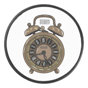 目覚まし時計の漫画イラストレーション アイスホッケーパック