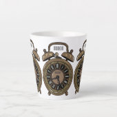 目覚まし時計の漫画イラストレーション カフェラテマグ (正面)