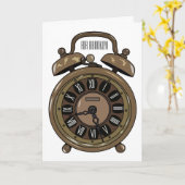 目覚まし時計の漫画イラストレーション カード (黄色い花)