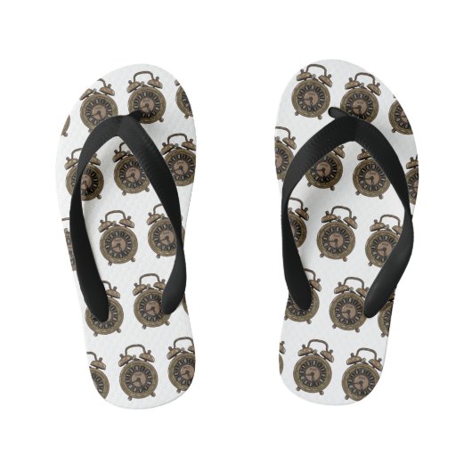 目覚まし時計の漫画イラストレーション キッズビーチサンダル (フットベッド)