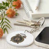 目覚まし時計の漫画イラストレーション キーホルダー (正面右)