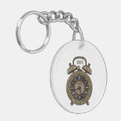 目覚まし時計の漫画イラストレーション キーホルダー (正面左)