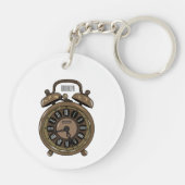 目覚まし時計の漫画イラストレーション キーホルダー (裏面)